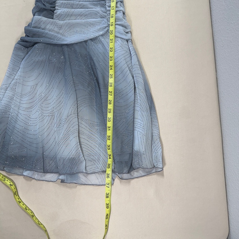 XOXO Y2K Grey Ombre Glitter Ruched Mesh Cocktail Dress Large RUNS SMALL HAS FLAW - Picture 16 of 16